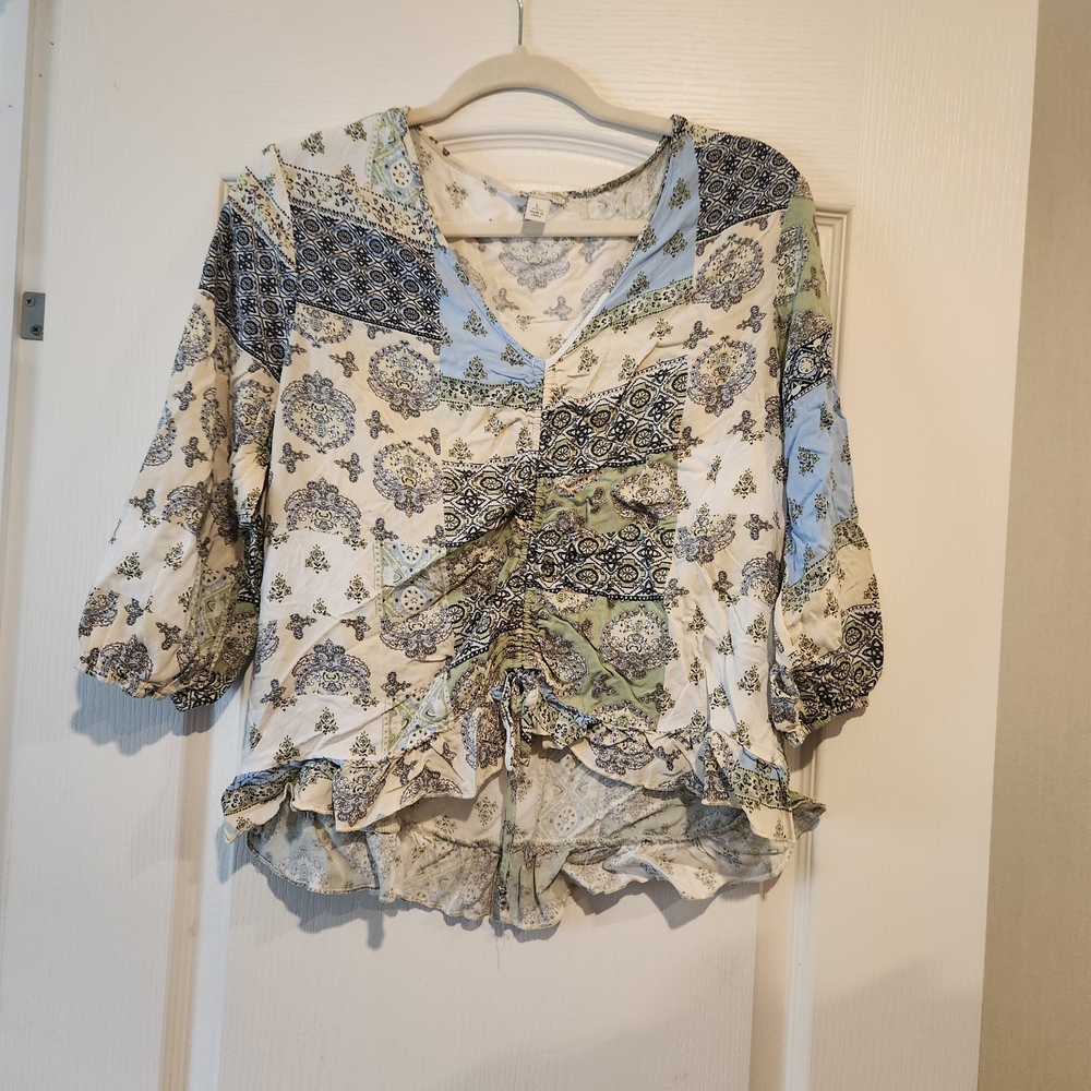 Cato Patchwork Blouse Size L EUC